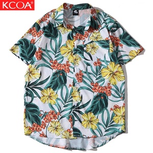 Chemises boutonnées hawaïennes décontractées flamants roses imprimées sur mesure pour hommes - Product Image 3