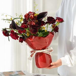 Ensemble <span class=keywords><strong>de</strong></span> vases en céramique à bord festonné et à ruban - Vases décoratifs romantiques pour la maison et les cadeaux - Product Image 4