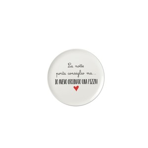 Plato de cerámica para pizza de 32 cm con diseño de corazón con cita italiana para usar en la mesa de la cena - Product Image 1