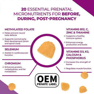 Biochealth Private Label Prenatale Multi Met <span class=keywords><strong>Choline</strong></span> Gummies-Prenatale Multivitamine Met Ijzer, <span class=keywords><strong>Choline</strong></span> En Foliumzuur Gummies - Product Image 3