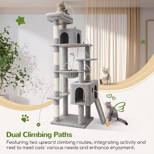 Griffoir d'intérieur robuste et moderne en bois extra large avec hamac et niche pour chat - Product Image 2