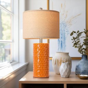 Hiện Đại Gốm Bảng Đèn 2-Mảnh Thiết Lập Màu Cam Trang Trí Nội Thất Cho Phòng Khách Phòng Ngủ Trang Trại Bàn Cạnh Giường Ngủ Và Kết thúc Bảng - Product Image 5