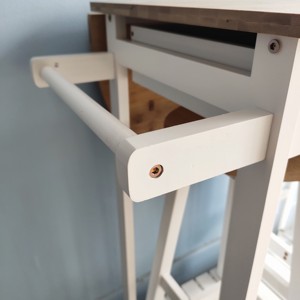 Tavolo pieghevole da cucina in legno con due sgabelli negozio sotto il carrello, <span class=keywords><strong>4</strong></span> rotelle, 2 <span class=keywords><strong>cassetti</strong></span> portaoggetti, rotondo, naturale - Product Image 5