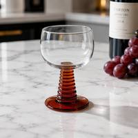 Verres à vin à pied côtelé faits main SUNYO, gobelets en verre coloré pour mariage, fête, bar et usage domestique
