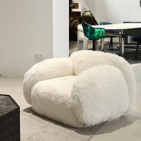 Canapé individuel mobile en velours flanelle style crème minimaliste nordique pour salon, bureau, hôpital
