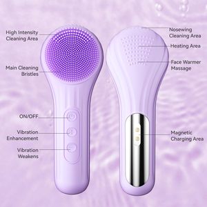 <span class=keywords><strong>Brosse</strong></span> <span class=keywords><strong>nettoyante</strong></span> faciale rechargeable en silicone avec 5 réglages de vibration pour les soins quotidiens du <span class=keywords><strong>visage</strong></span> et la préparation des soins de la peau - Product Image 4