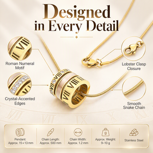 สร้อยคอทรงกระบอกลายเลขโรมันแบบใหม่ สแตนเลส 316L ชุบทองคำขาว 18K และโรสโกลด์ พร้อมสายแบบงูประดับเพชร สำหรับผู้หญิงใส่ไปงานปาร์ตี้ - Product Image 2