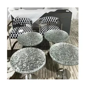 Italienischer Couch tisch aus Kristallglas mit Edelstahl basis
