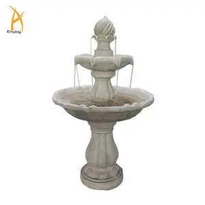 Outdoor 2 tier garden fountain resin with battery pack