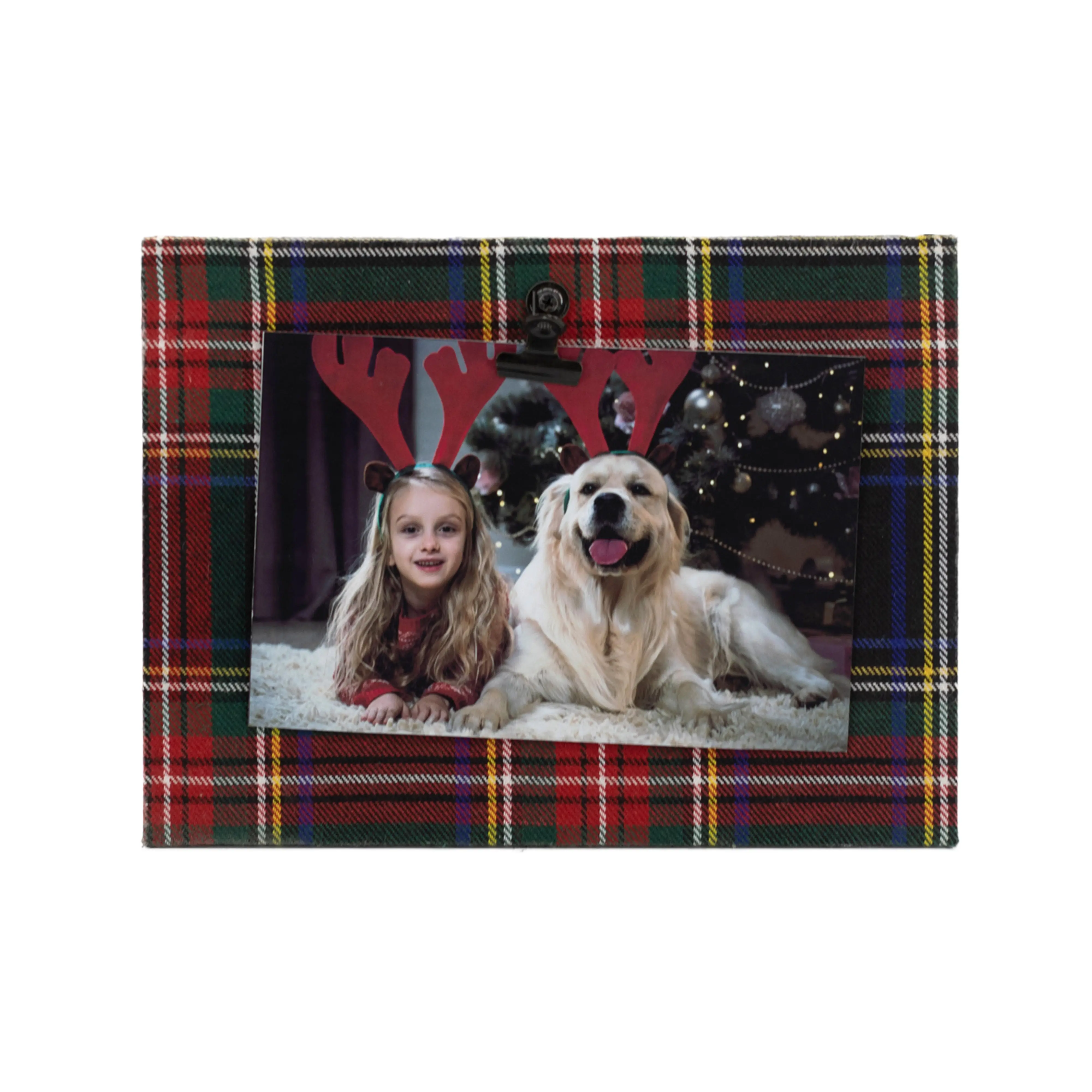 Plaid Christmas Photo Picture Frame Ornament For Living Room Decorative Frames