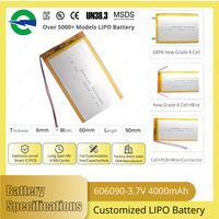 Enerforce OEM 14.8Wh 4000mah 3.7 LIPO Pouch Lithium Polymère Batterie 606090 pour Enregistreur de Voiture