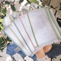 Sac en filet transparent de grande capacité Xinyi Art, portable, double fermeture éclair, format A4, sac de tri de documents avec filet en nylon, logo personnalisé