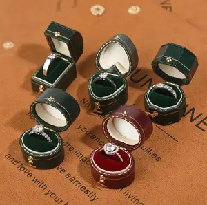 Europese Retro Pu Lederen Mini Ring Box Foto Sieraden Rekwisieten Sieraden Doosjes Container Decoratie Bruiloft Oorbellen Ringen Etui