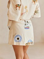 Set Rok Lengan Pendek Longgar Bermotif V-Neck Musim Semi Musim Panas 2026