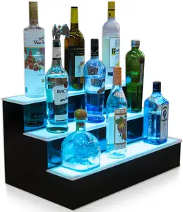 3 שלב Led מואר בקבוק תצוגת מדף עם LED צבע שינוי אורות
