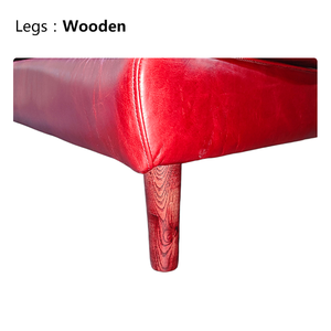Sofá Chesterfield de Cuero Auténtico Vintage de Lujo, Sofá Minimalista Rojo de Estilo Moderno de Mediados de Siglo para Sala de Estar - Product Image 4