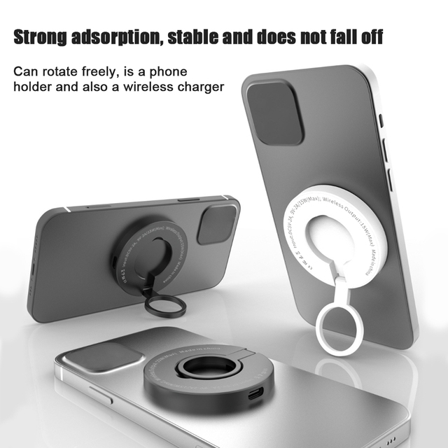 2026 Hot Selling 15W Wireless Charging Pad Desktop Phone Stand Wireless Charger with 5V/2A 9V/2A Inputs C to C Cable Included