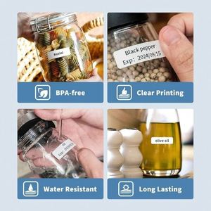 Phomemo 15mm X 4m Etiquetas térmicas Negro sobre blanco Etiqueta continua Papel autoadhesivo para D30 <span class=keywords><strong>Mini</strong></span> fabricante de etiquetas para el hogar/Oficina - Product Image 4