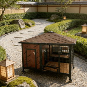 Villa Moderna de Lujo para Perros, Impermeable, con Diseño Rectangular Plegable de Madera y Acero Inoxidable, para Todas las Estaciones, para Razas Pequeñas y Grandes - Product Image 4