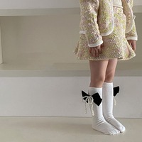 Chaussettes d'école en coton blanc avec nœud pour enfants, nouveau Style automne et hiver