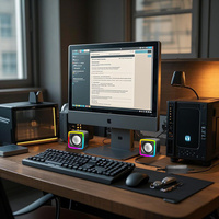 Altavoces con cable para computadora T-WOLF S6, altavoces pequeños con cable para computadora portátil, mini altavoces para juegos con bajos, altavoces portátiles RGB para estudio, altavoces de escritorio para PC gamer.