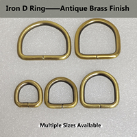 Anello a D in ferro ottone anticato per cinghie di borse, fibbia a D, accessori per borse in denim e capi d'abbigliamento, varie spessori di filo