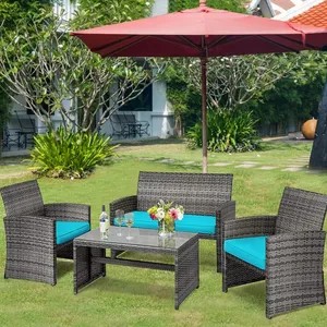 3-Piece Outdoor Rattan Garden Set With Wicker Leisure Chair And Glass Table For Leisure And Garden Furniture