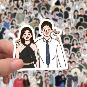 61 pz/borsa di foto di coppie di cartoni animati adesivi impermeabili adesivi da diario in vinile per Laptop Scrapbook decorazione da parete adesivi per amanti - Product Image 6