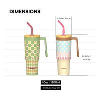 Vaso Térmico Aislado de 40 oz con Asa y Tapa Múltiple, Antiderrames, con Impresión Completa, Ideal para Regalos Empresariales Personalizados al por Mayor