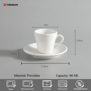 Tazzina da Espresso in Porcellana da <span class=keywords><strong>80</strong></span> <span class=keywords><strong>ml</strong></span> 2.7 oz con Piattino in Fine Ceramica Bianca a Prezzo Economico d'Ingrosso dalla Fabbrica Cinese - Product Image 5