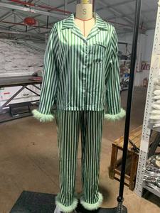 European and American Style Women Striped Pajamas Fashion <strong>Fluffy</strong> <strong>Pyjama</strong> Femme Nighty Soft Skin-friendly Homewear Loungewear <strong>Sets</strong> - Product Image 6