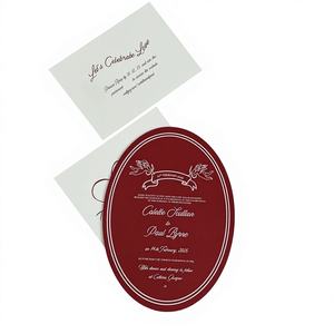 Juego de Tarjetas de Boda con Diseño Vintage Personalizado de Impresión en Vainilla, Invitación con Cinta en Forma de Troquelado, Menú de RSVP, Impresión en Cartulina - Product Image 1