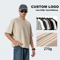T-shirt Streetwear Homme Oversize en Coton Tricoté avec Logo Imprimé, Coupe Ample Décontractée, Coupe Courte et Boxy
