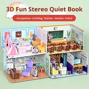 <span class=keywords><strong>Livre</strong></span> de jouets en papier 3D mignon à faire soi-même, scène <span class=keywords><strong>pop</strong></span>-<span class=keywords><strong>up</strong></span>, puzzle artisanal silencieux et épaissi avec mécanisme d'assemblage sans découpe - Product Image 3