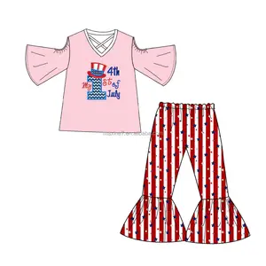 ग्रीष्मकालीन बच्चों के कपड़े बेबी बॉय सूती कपड़े सेट बुटीक बच्चों के 4 जुलाई के कपड़े