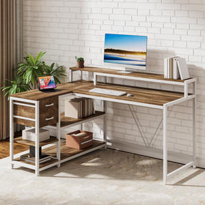 Bureau modulaire simple mobilier de bureau bureau d'ordinateur en bois en forme de L avec étagères bureau <span class=keywords><strong>PC</strong></span> d'angle - Product Image 5