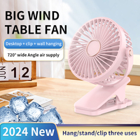 Ventilateur portable mini à trois couleurs, à clipser, de type C, rechargeable, 1200 mAh, en plastique, silencieux, vente flash