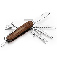 Couteau de poche multi-outils personnalisé à 11 fonctions, couteaux personnalisés, noms gravés, manches en bois, multi-outils en bois