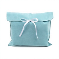 Pochette cadeau de luxe en velours marron avec logo personnalisé imprimé à l'écran et ruban pour emballage textile de sac à main