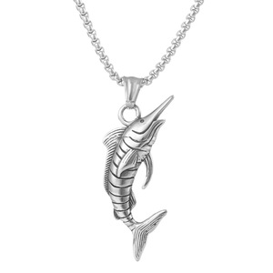Yunnique Swordfish Animal Zodiac <b>Titanium</b> Steel Steel Gold Unisex Necklace Gift Fashion Sweater <b>Chain</b> Accessory - Product Image 5