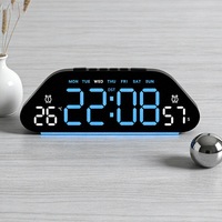 Reloj Despertador Digital LED Simple de Plástico Silencioso para Sala de Estar, Multifuncional, con Pantalla Grande de Temperatura y Humedad