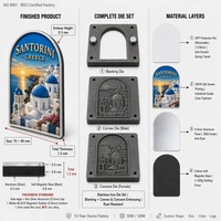Imán de Recuerdo Personalizado de Santorini, Grecia, Imán de Aluminio de 1.3 mm para Refrigerador, Impresión Offset en Relieve 3D, Imán Metálico para Refrigerador al por Mayor