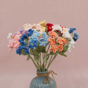 Forget Me Not Crochet <b>Flower</b> Gifts Handmade <b>Artificial</b> <b>Flowers</b> Elegant Knitted <b>Flowers</b> for Birthday Wedding Present Home Decor - Product Image 1