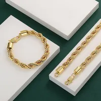Stainless Steel Rope Chain for Men and Women, Gold Plated