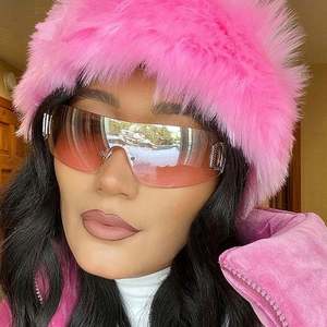 Gafas de Sol de Lujo con Logotipo Personalizado para Mujer, Estilo Punk Y2K de los 2000, Montura Acrílica sin Aro, Lentes de una Pieza, Deportivas - Product Image 2