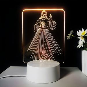 Toptan Hristiyan İsa Meryem Ana Heykeli Ürünleri Bebek Dekorasyonu İslami Hediyeler Oyuncaklar Ramazan LED Gece Lambaları Kare 3D - Product Image 5