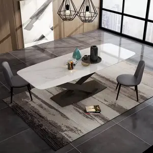 Mesas de comedor para cocina de madera con sillas modernas de 12 plazas de mármol barato alto chino grandes mesas de comedor de granito de metal importado