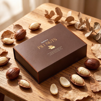 Boîte en carton en forme de livre magnétique avec logo personnalisé, boîte d'emballage en carton pliable de luxe, vente en gros pour les noix et les fruits secs