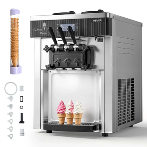เครื่องทำไอศกรีมเชิงพาณิชย์ SIHAO 2200W แบบ 3 รสชาติ เครื่องทำซอฟต์เสิร์ฟ พร้อมเคาน์เตอร์สแตนเลส - Product Image 6