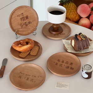 แผ่นรองแก้วไม้บีชทรงกลมสลักลาย สำหรับกาแฟและของว่าง ใช้ในบ้าน เป็นมิตรกับสิ่งแวดล้อม - Product Image 3